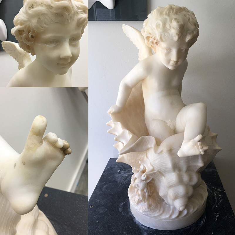 Restoration and cleaning of an 18th century cherub - 2018 