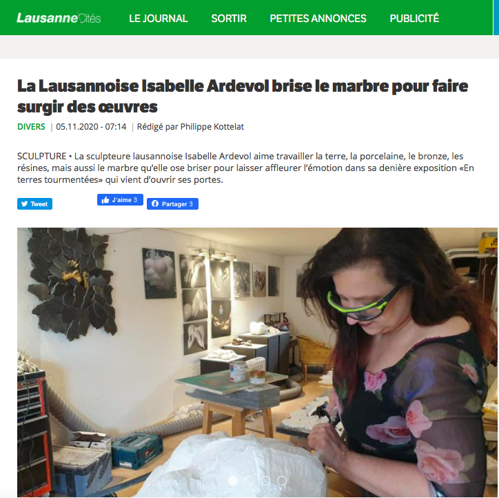 Lausanne Cites 2020 - weekly newspaper interviews IZA - Isabelle Ardevol in her Mezieres studio.
